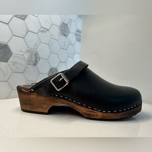 Lotta’s Lotta From Stockholm Swedish Black Leather Clogs Size EU 40 US 9